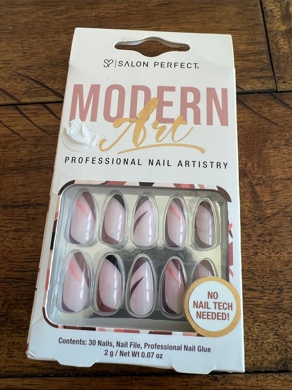 Salon Perfect Modern Art Pink Swirl Press-On Nails